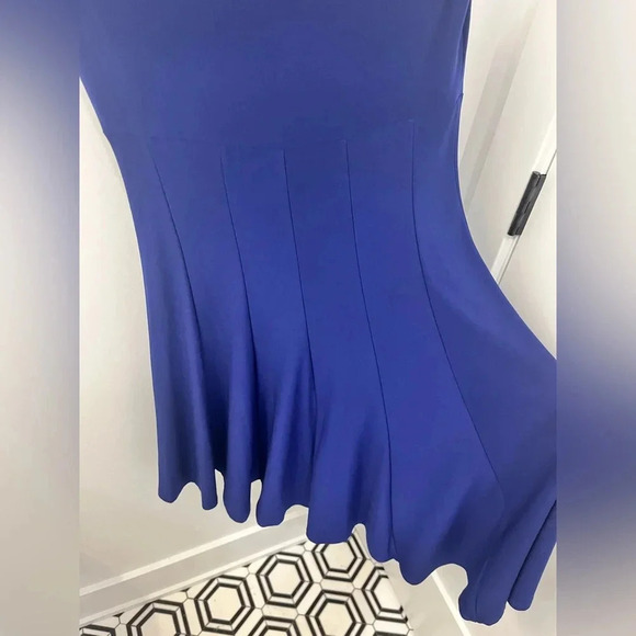 Lauren Ralph Lauren Blue Jewel Tone v neck A-line with pleating sleeveless 6 - Picture 8 of 9